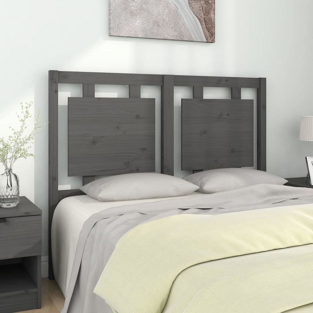 Vidaxl Čelo postele, sivé, 125,5x4x100 cm, masívne borovicové drevo